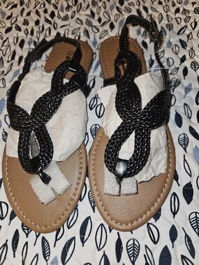 Braided Thong Sandals for Women - Black